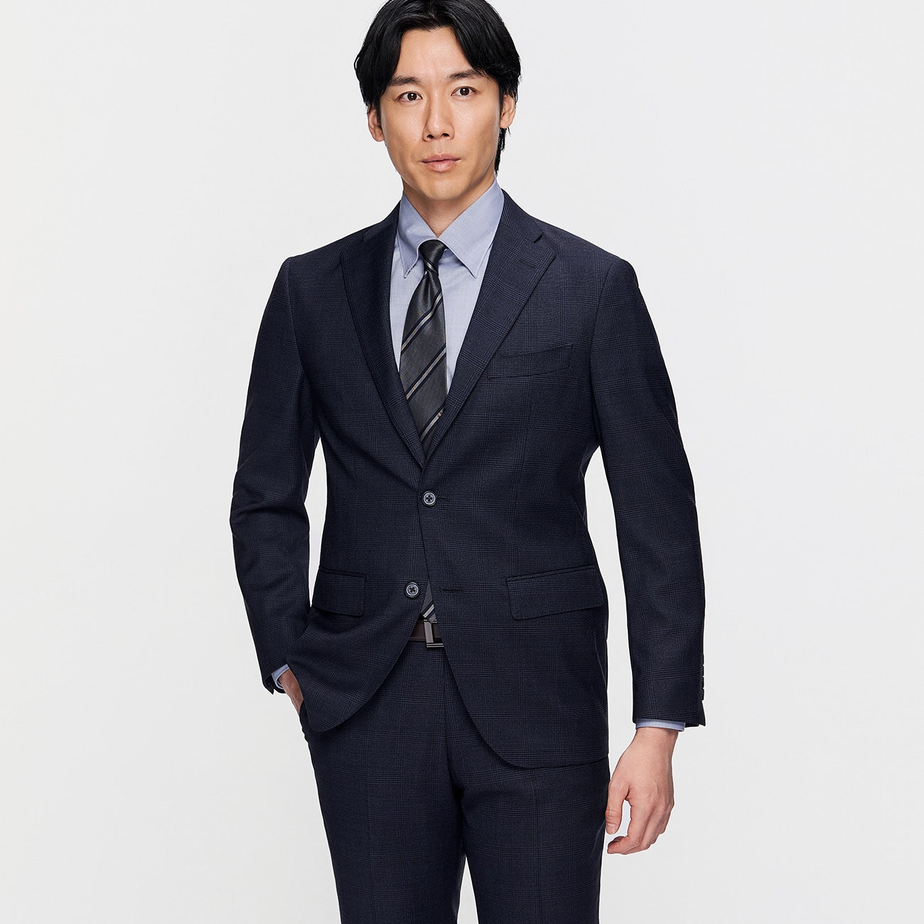 REDA Super Stretch Glen-plaid Jacket - Navy_01