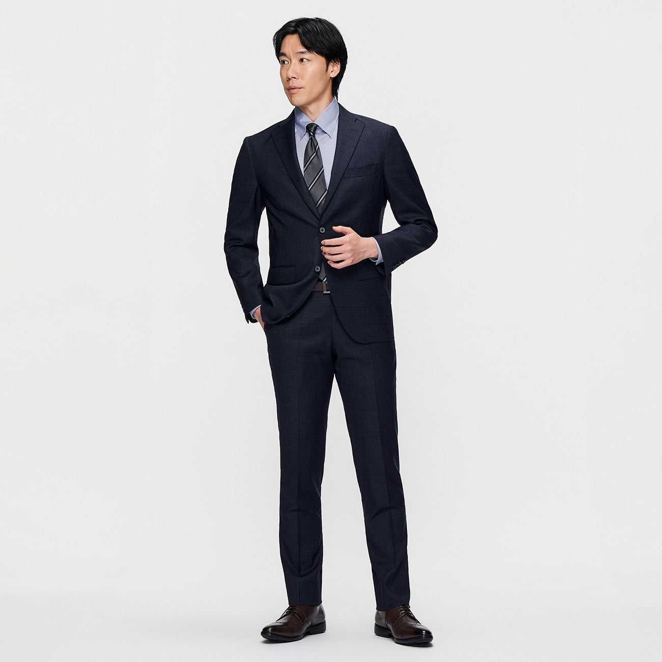 REDA Super Stretch Glen-plaid Jacket - Navy_02