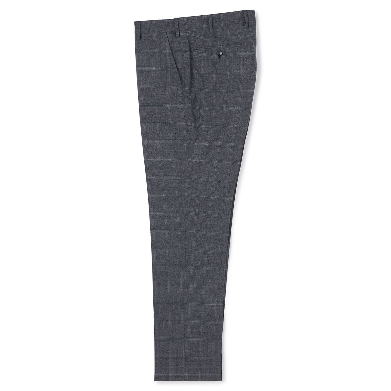 Washable Non-iron Tapered Windowpane Dress Pants - Medium Gray_01