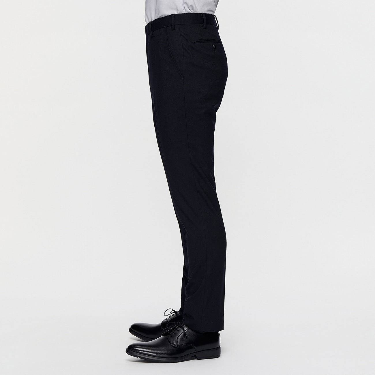 Washable Stretch Milled Wool Blend Flat Front Tapered Pants_03