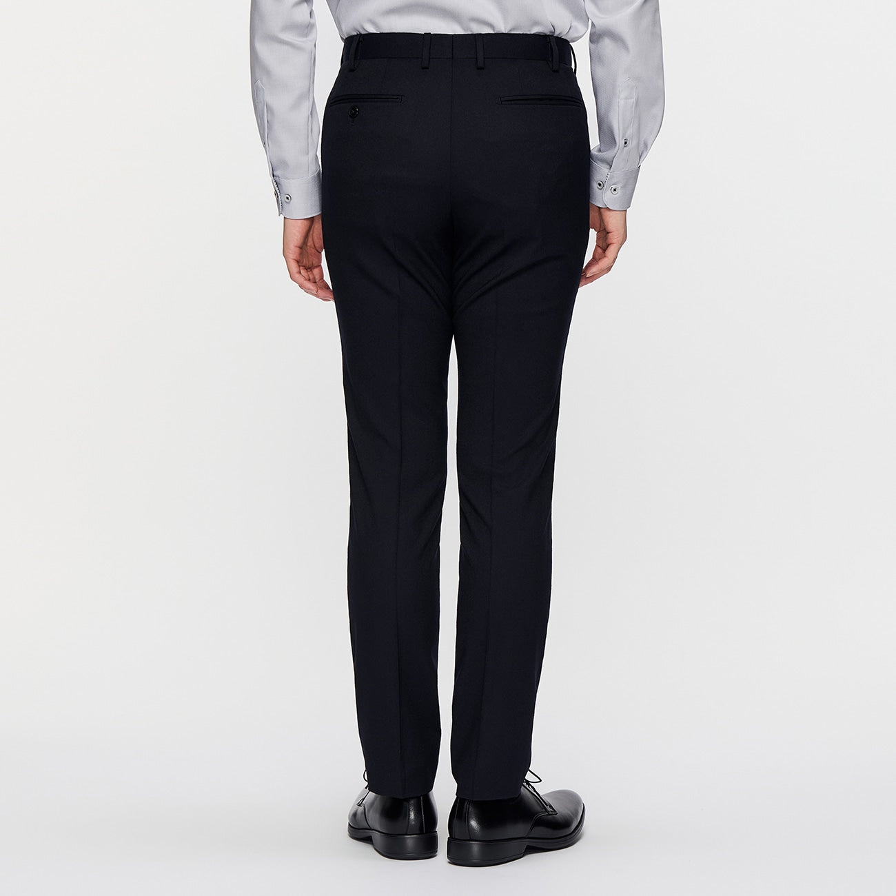 Washable Stretch Milled Wool Blend Flat Front Tapered Pants_04