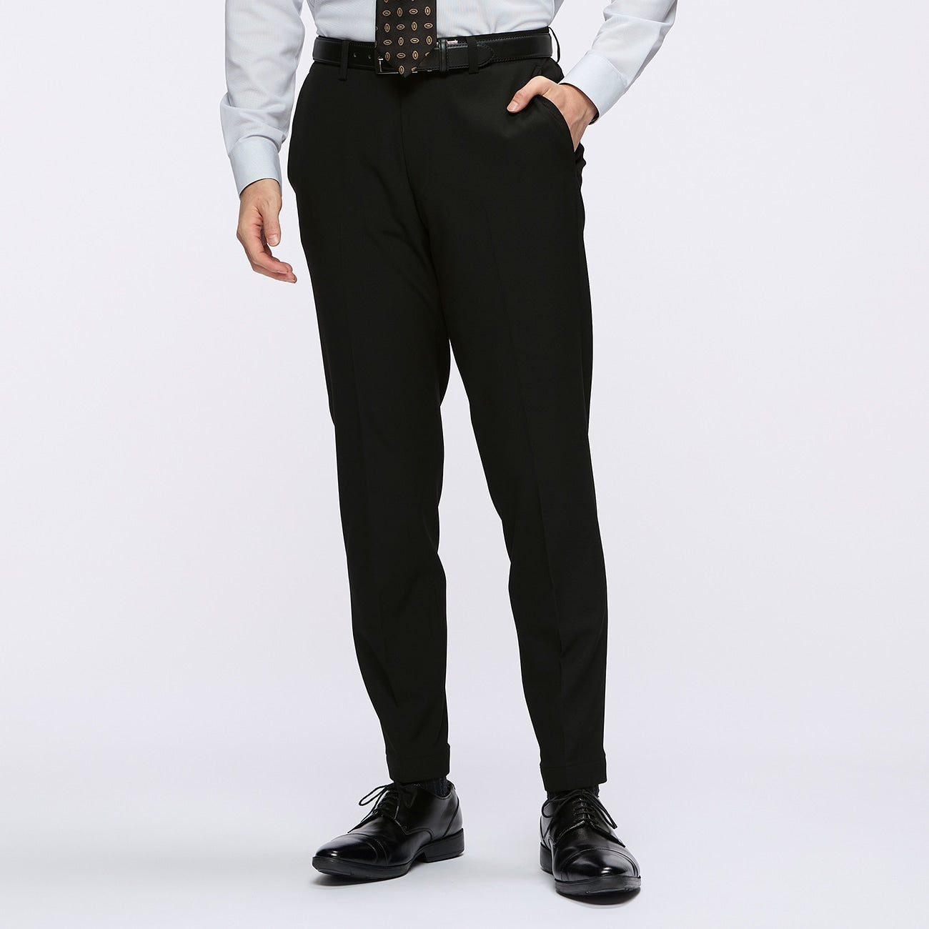 可调节下摆弹力锥形连衣裤_26