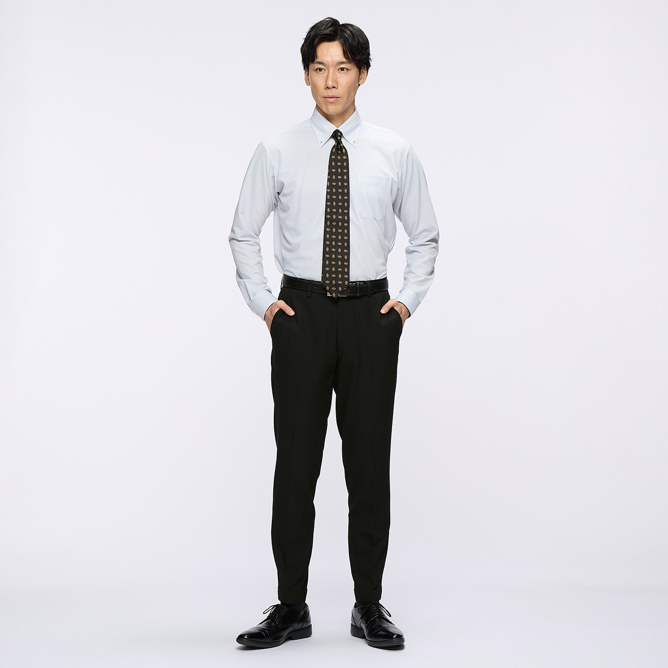 可调节下摆弹力锥形连衣裤_27