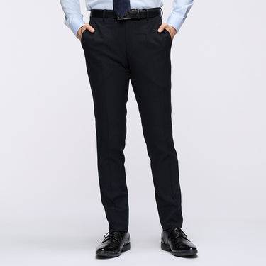 Washable Non-iron Stretch Wool-like Tapered Pants - Navy -01