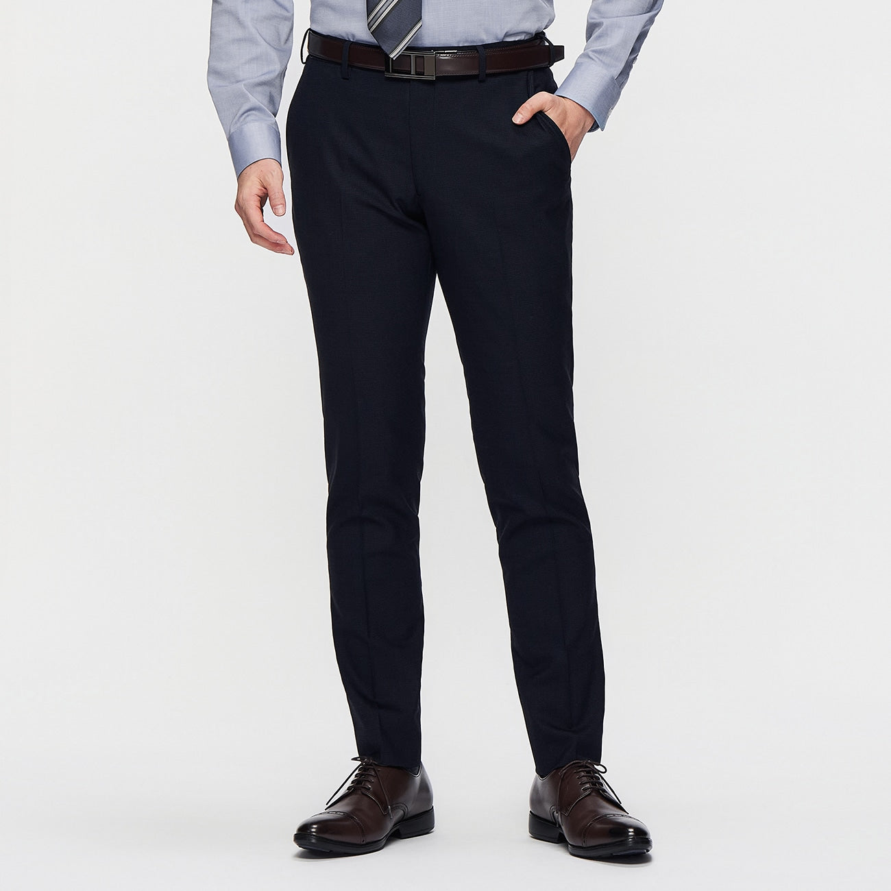 Washable Wrinkle-resistant Super Stretch Wool Blend Tapered Pants_03