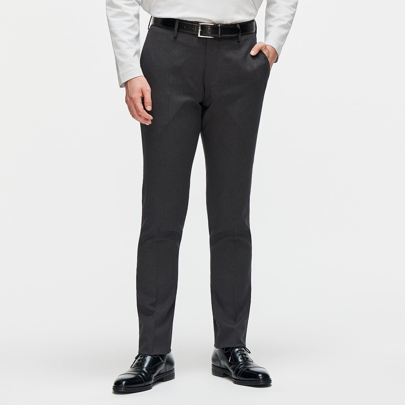 Washable Non-iron Stretch Pinhead Tapered Pants - Gray_01