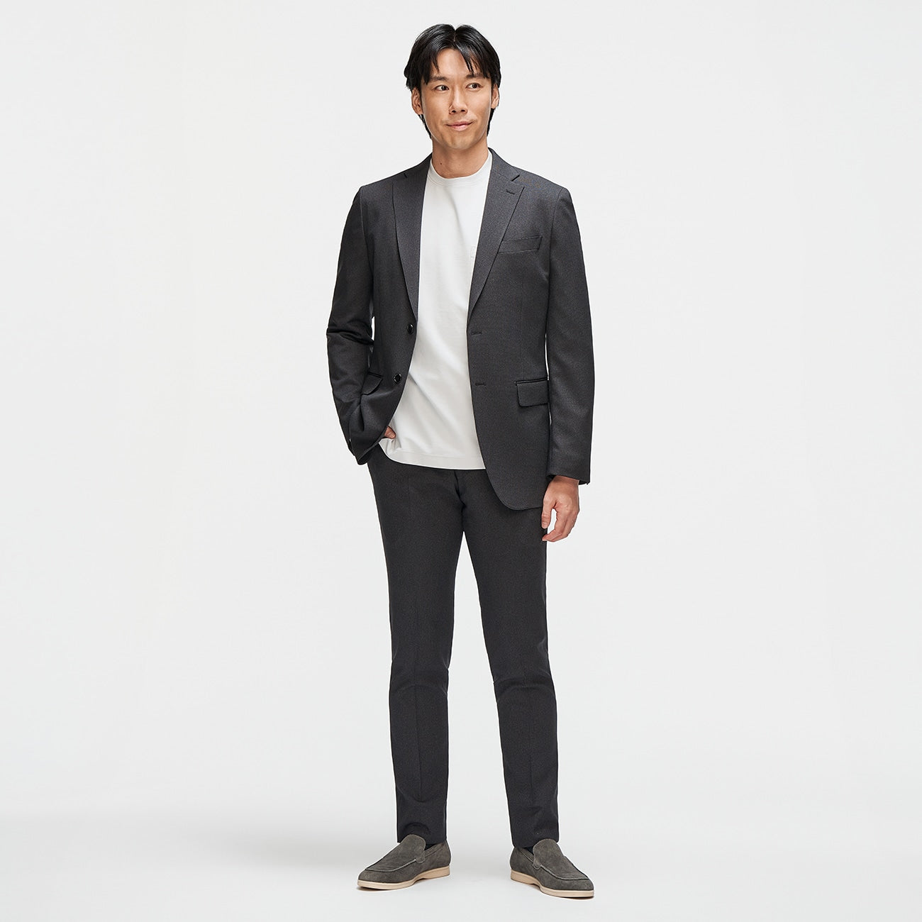 Washable Non-iron Stretch Pinhead Tapered Pants - Gray_03