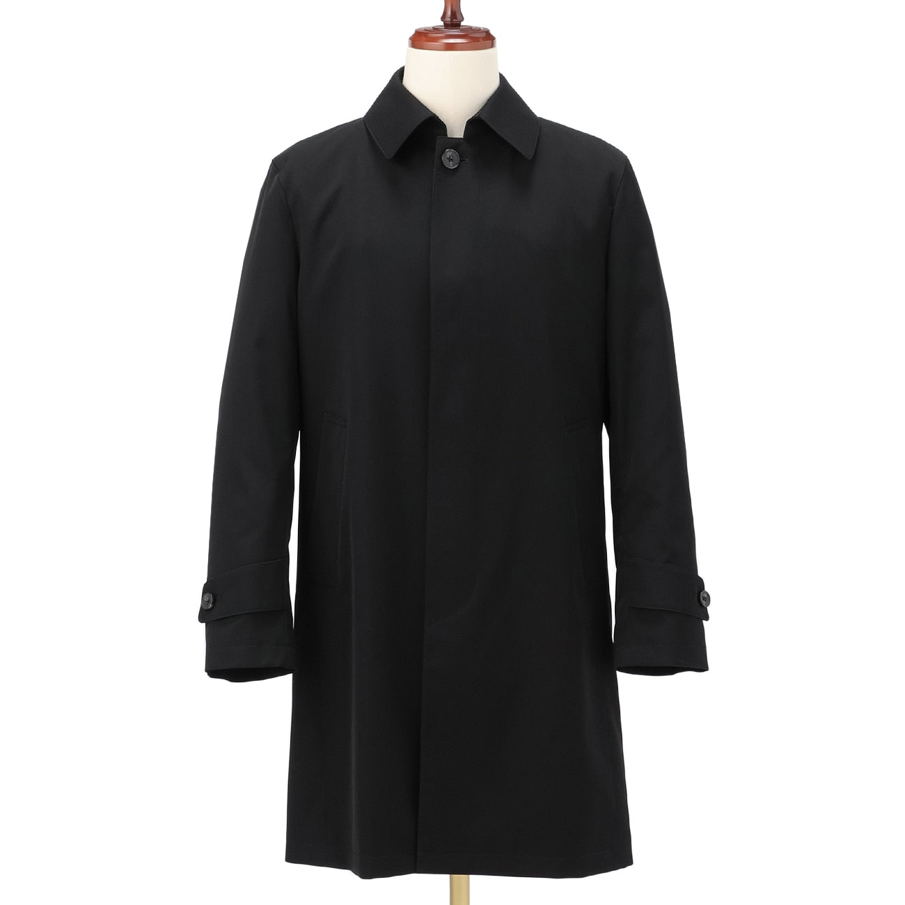 Japanese-Fabric Water-Repellent轻量款式 翻立领 大衣 - 黑色_05