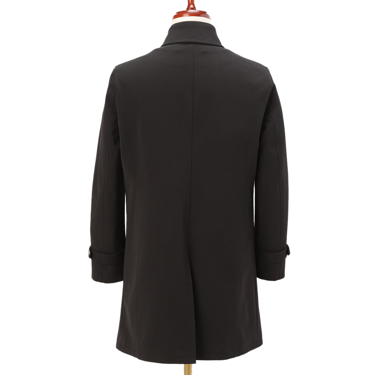 Stretch Black Balmacaan Coat_04