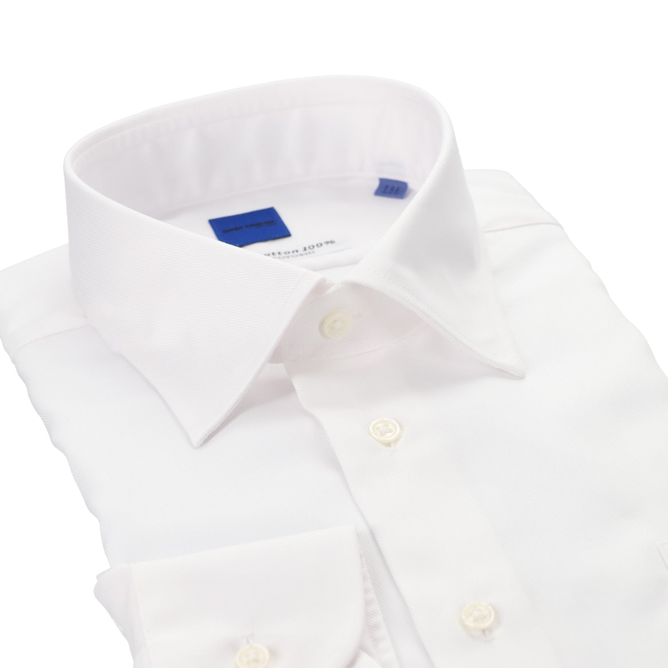 HITOYOSHI Non-iron Cotton Spread Collar Shirt - White_03