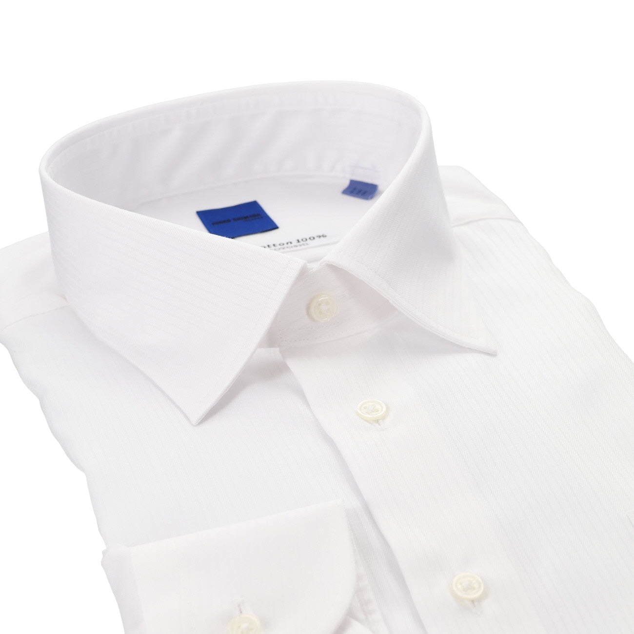 HITOYOSHI Non-iron Cotton Spread Collar Shirt - White_03
