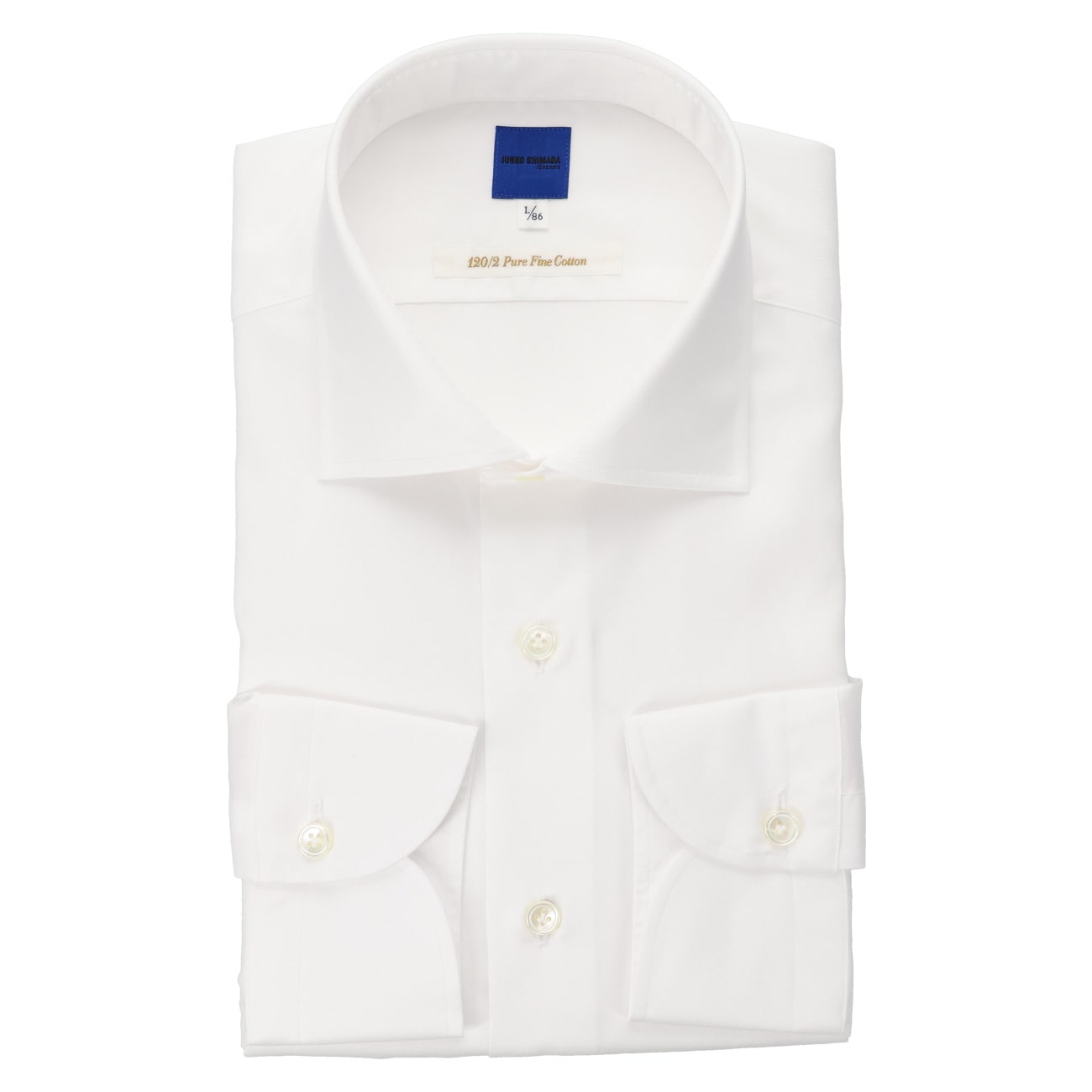 HITOYOSHI Japanese-Made Non-iron Cotton Spread Collar Shirt - White_01
