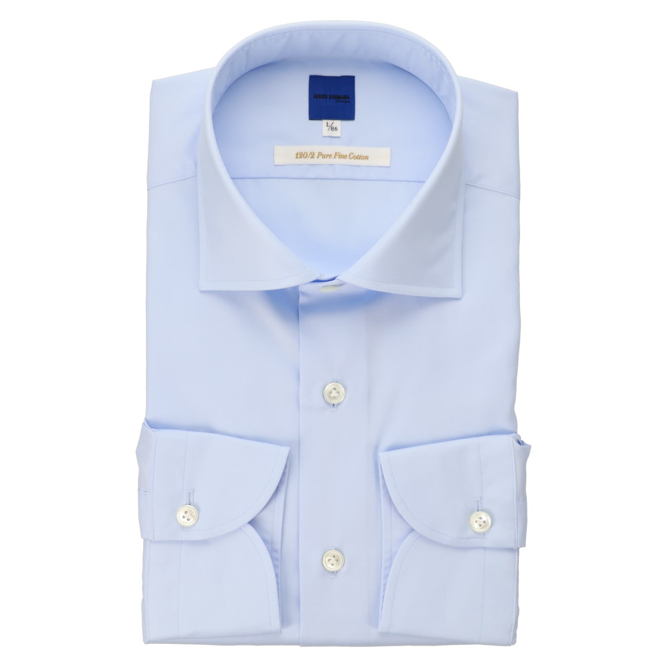 HITOYOSHI Japanese-Made Non-iron Cotton Spread Collar Shirt - Blue_01