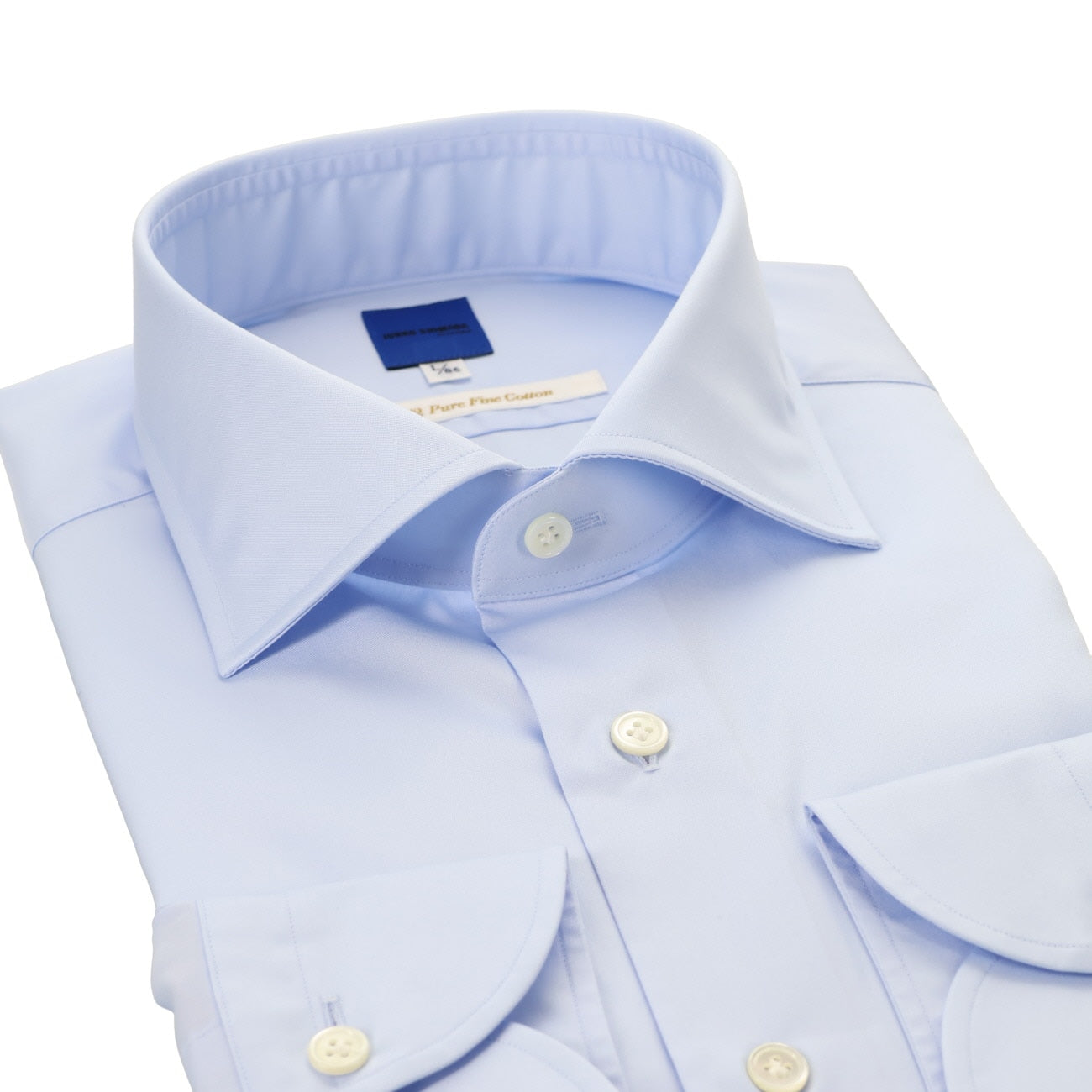 HITOYOSHI Japanese-Made Non-iron Cotton Spread Collar Shirt - Blue_03