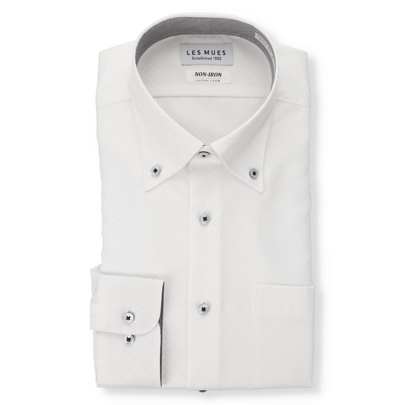 LES MUES Non-iron Cotton Button-down Shirt - Regular fit