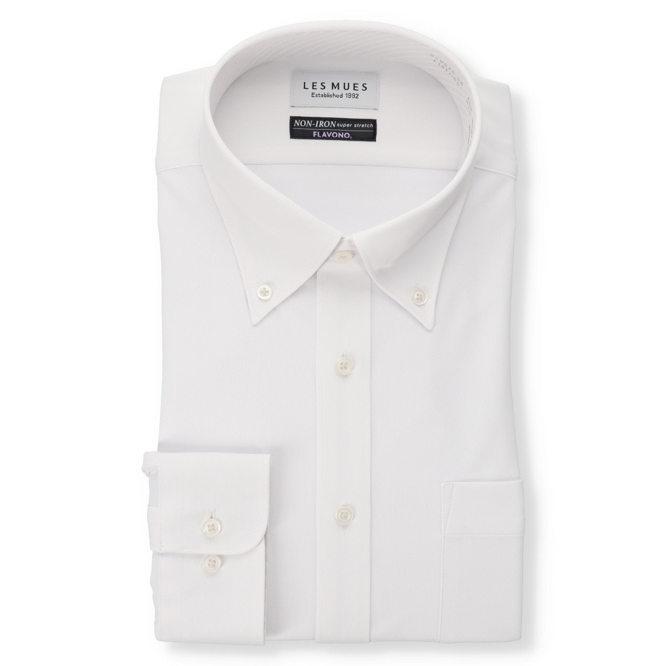 Non-iron Super Stretch Button-down Shirt - White_01