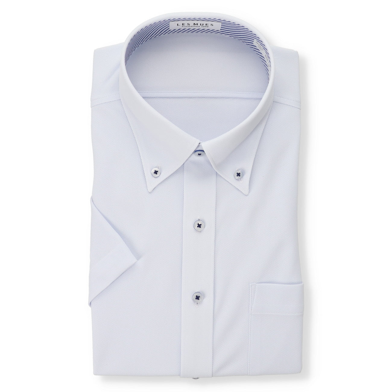 Japanese Fabric Aircool Non-iron Button-down Short Sleeve Shirt - Blue_01