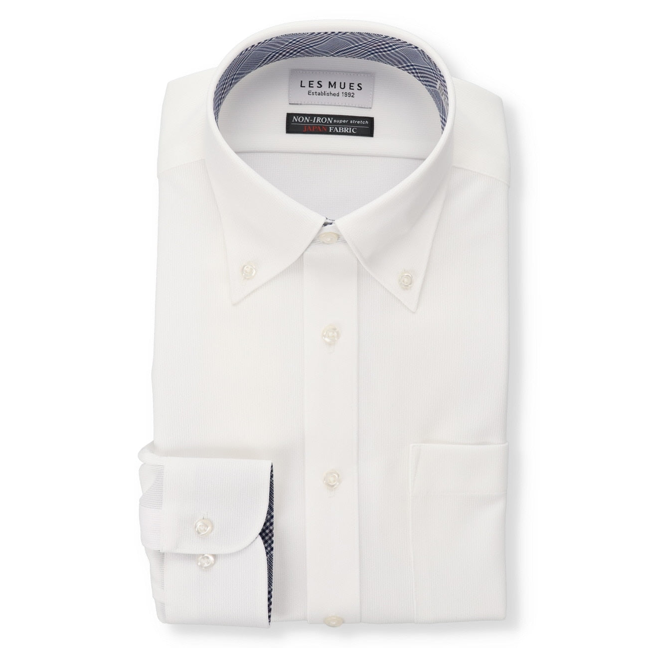 Japanese Fabric Non-iron Super Stretch Button-down Shirt - White_01