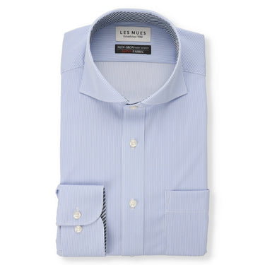 Japanese Fabric Non-iron Cutaway Stripe Shirt - Blue_01