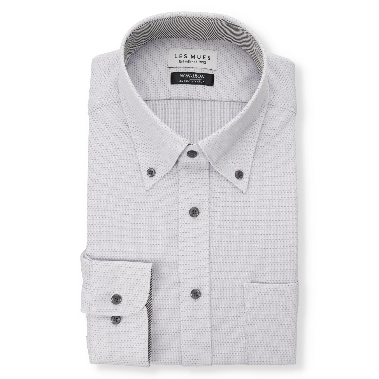 免燙超彈力鈕扣鈕扣領 衫 - 藍色_01