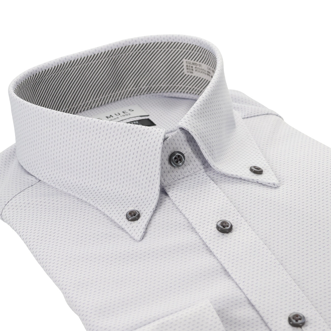 免燙超彈力鈕扣鈕扣領 衫 - 藍色_03