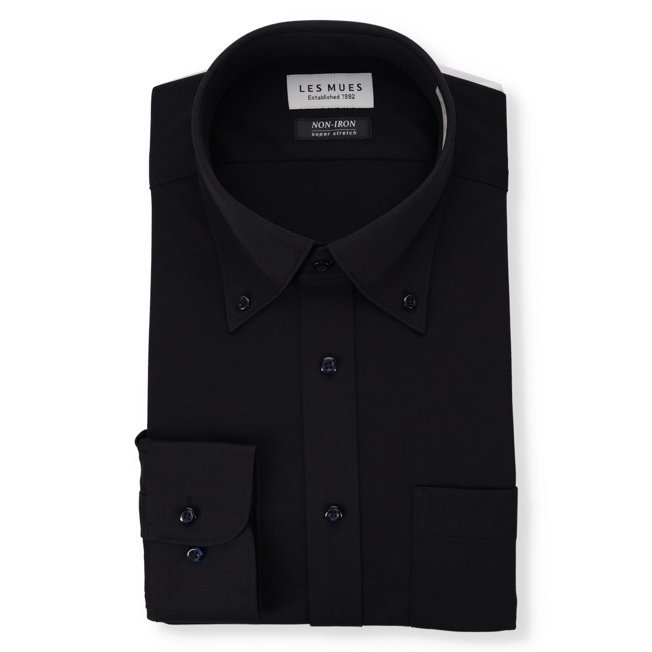 免燙  鈕扣領 - 黑色_01