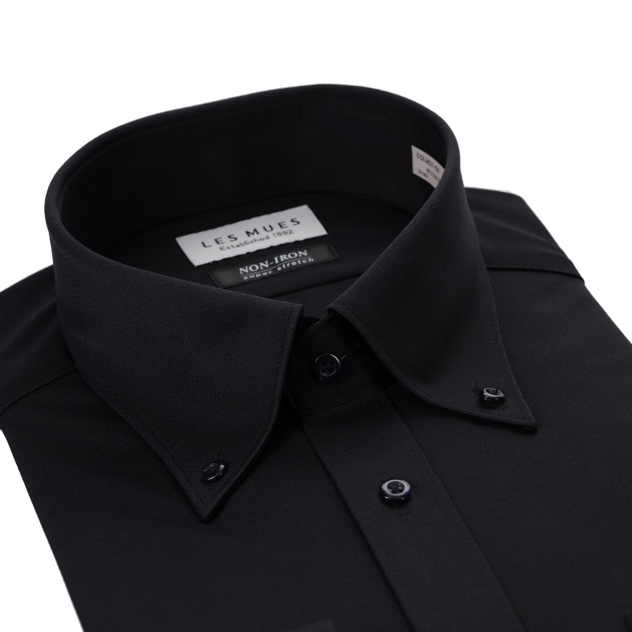 免燙 Stretch鈕扣領 - 黑色_03