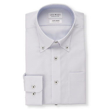 Non-iron Cotton Button-down Collar Shirt - Blue_01