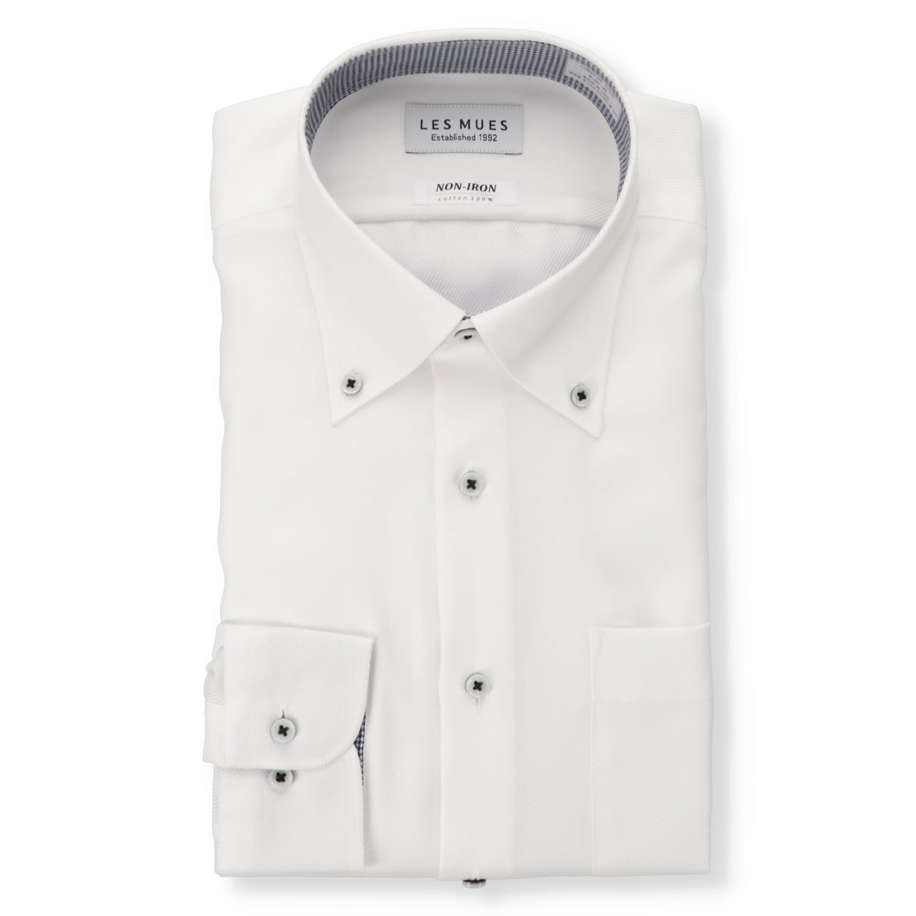 Non-iron Cotton Button-down Shirt - White -01