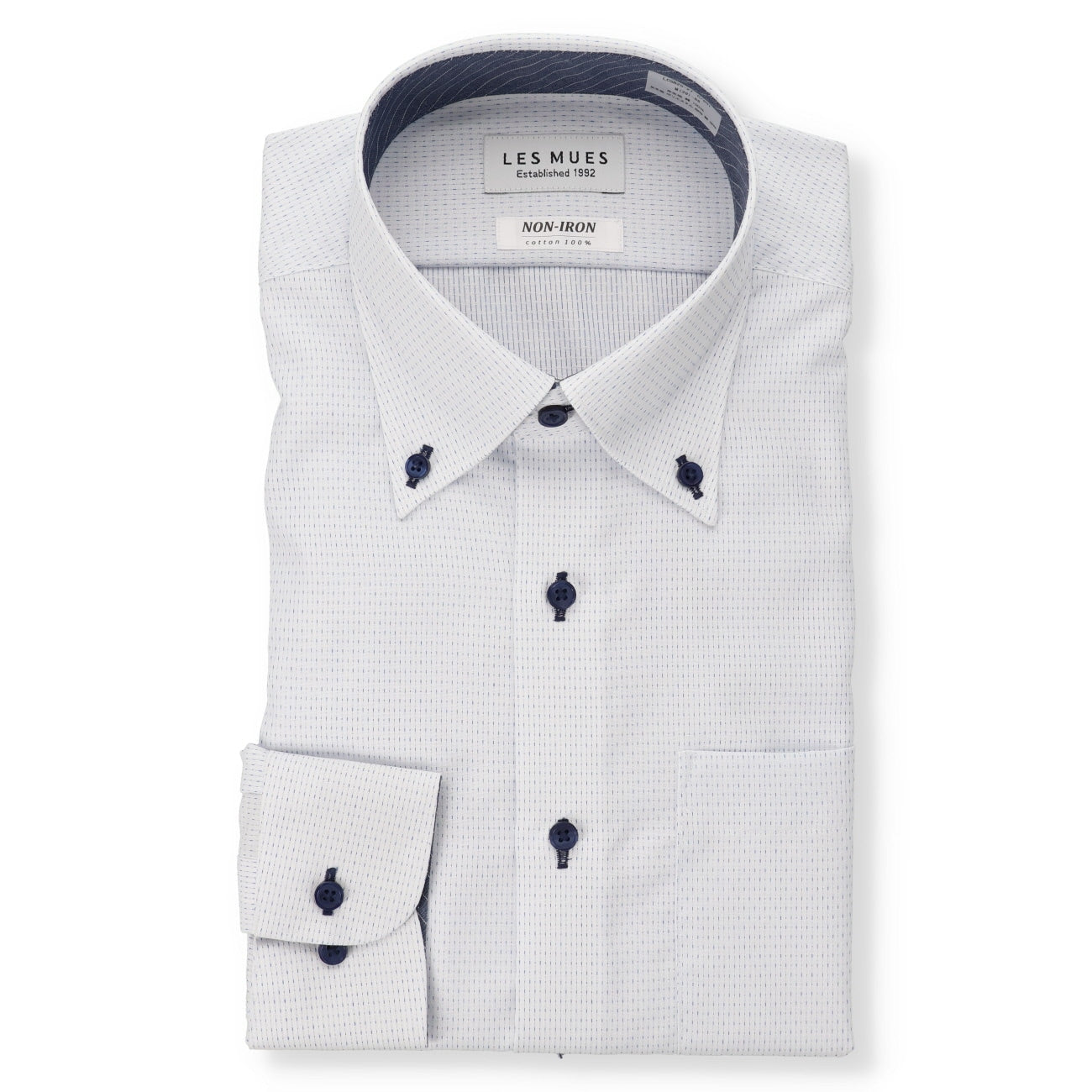 Non-iron Cotton Button-down Collar Shirt - Blue_01