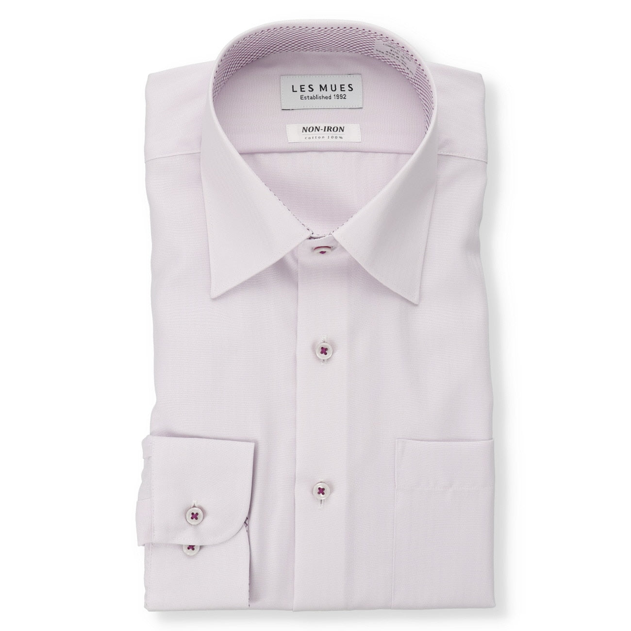 Non-iron Cotton Point Collar Shirt - Pink_01