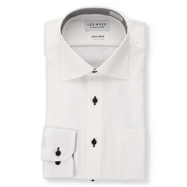 Non-iron Cotton Spread Collar Shirt - White_01