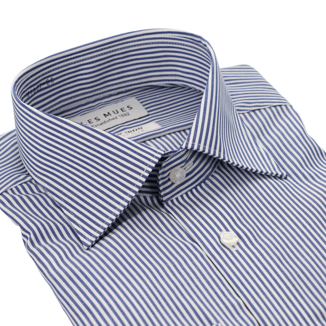 Non-iron Cotton Spread Collar Stripe Shirt - Blue_03