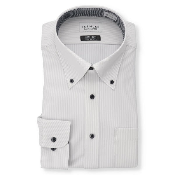 Non-iron Super Stretch Button-down Stripe Shirt - Gray