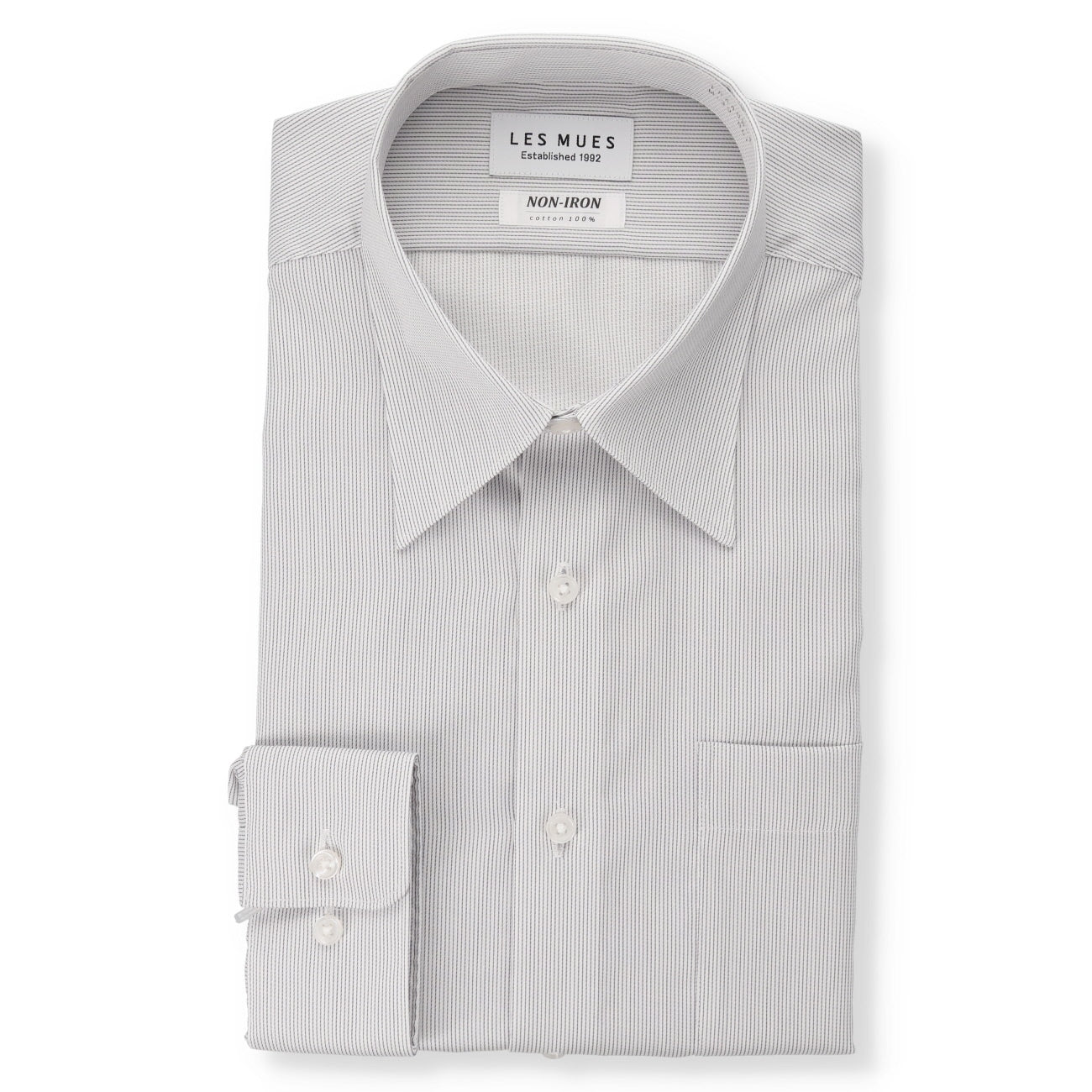 Non-iron Cotton Point Collar Shirt - Gray_01