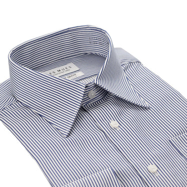 Non-iron Cotton Point Collar Stripe Shirt - Navy_03