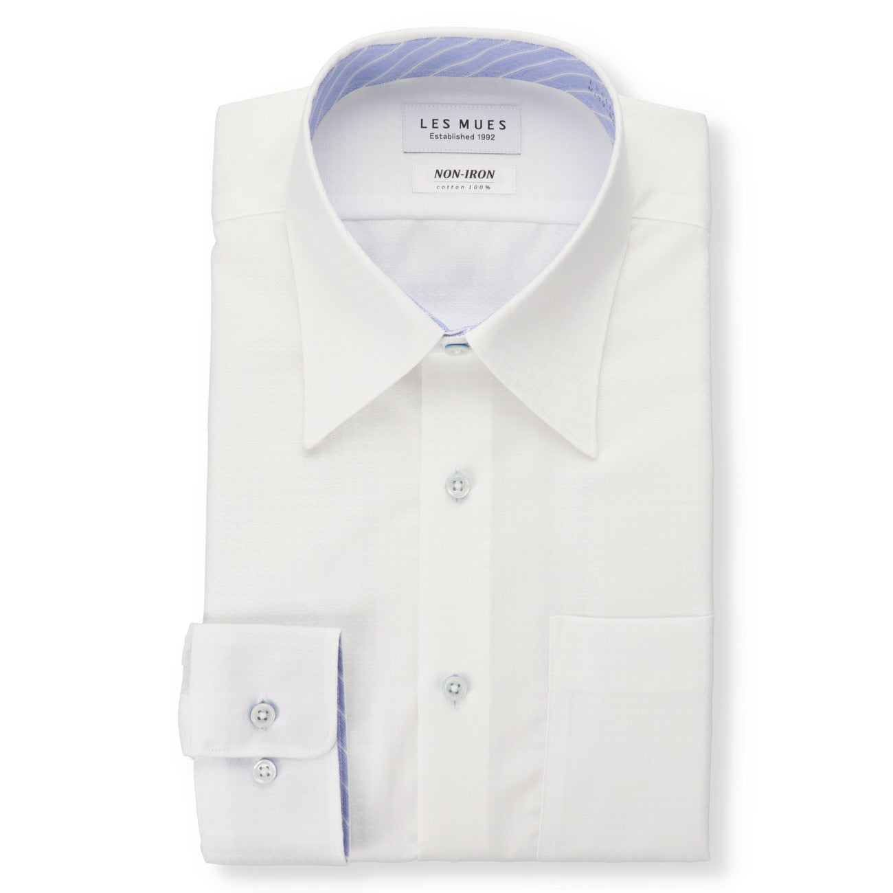 Non-iron Cotton Point Collar Shirt - White_01