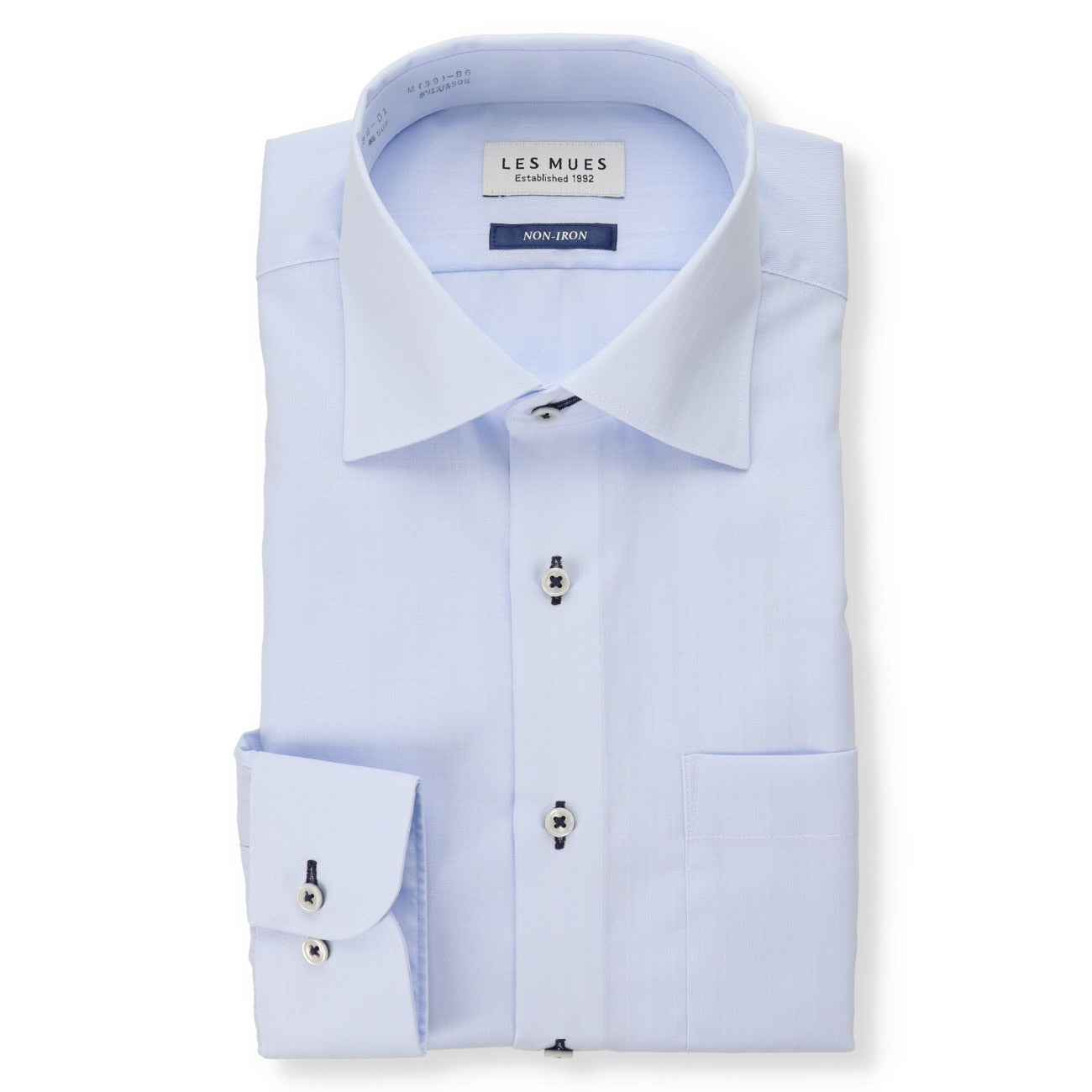 Non-iron Spread Collar shirt - Blue_01