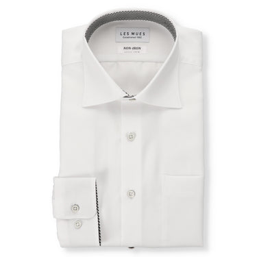 Non-iron Cotton Spread Collar Shirt - White_01