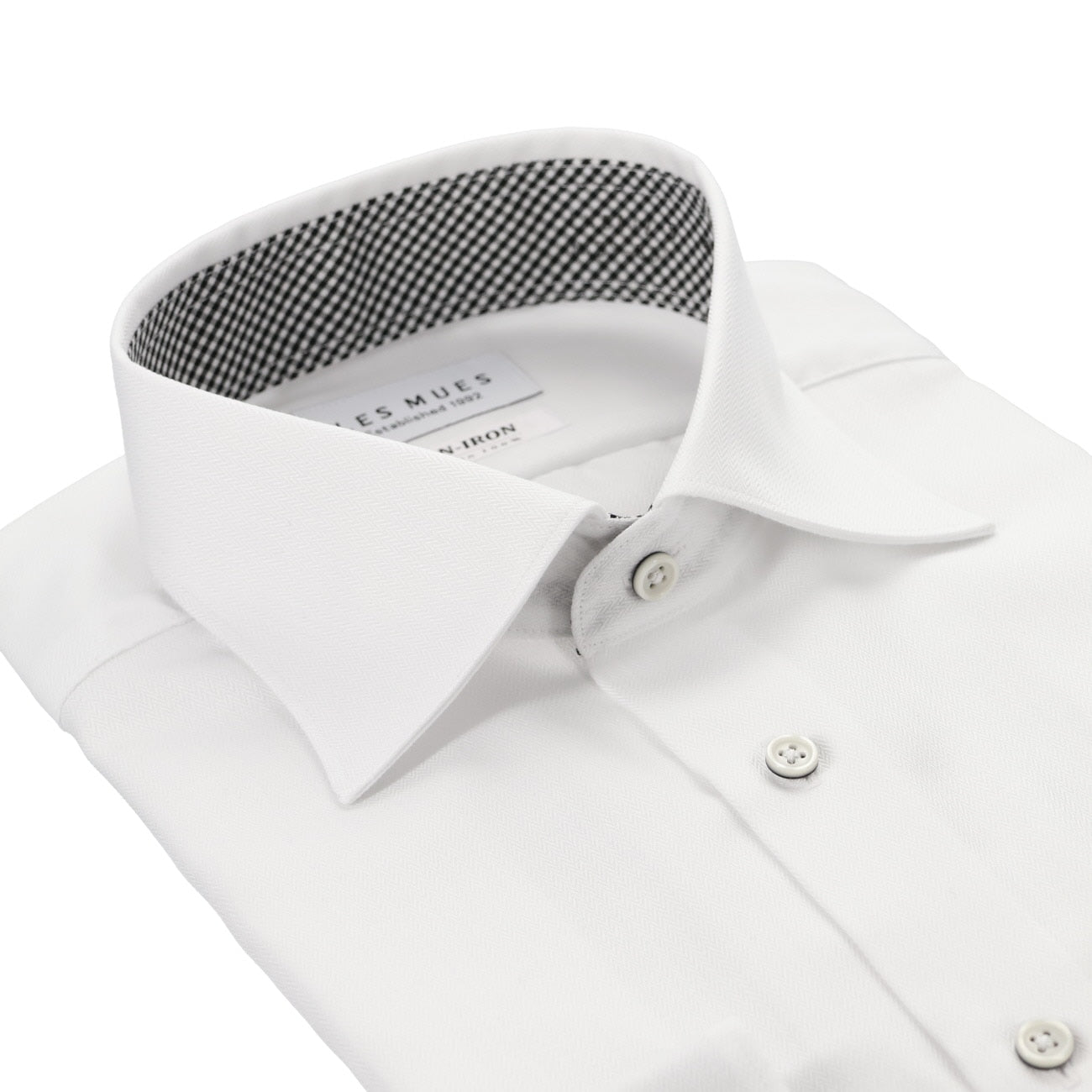 Non-iron Cotton Spread Collar Shirt - White_03