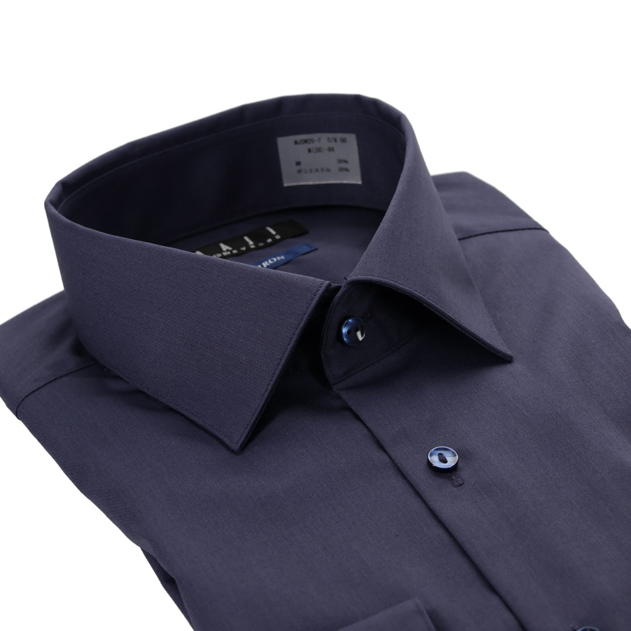 Non-iron Spread Collar Slim Shirt - Navy_03