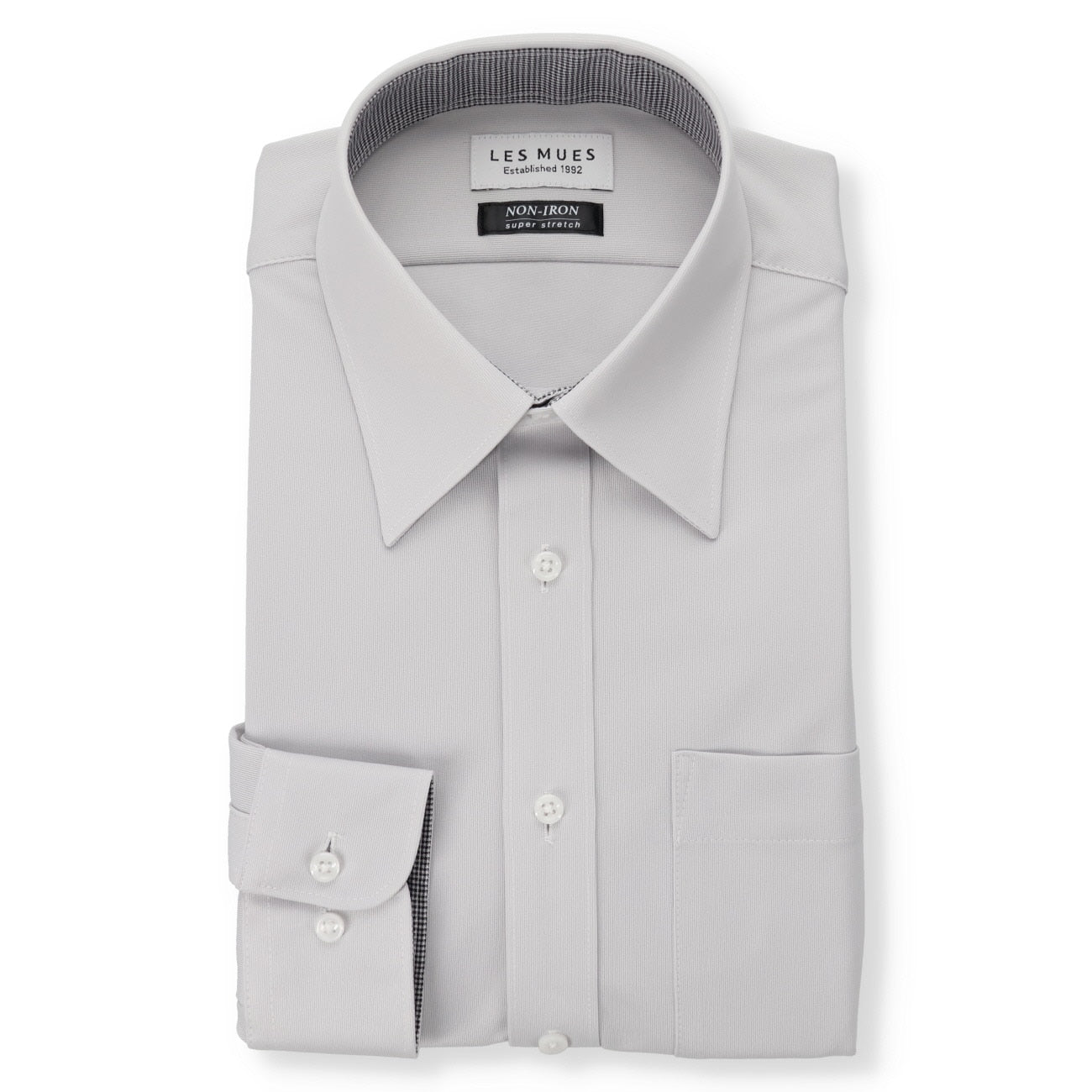 Non-iron Super Stretch Point Collar Shirt - Gray_01