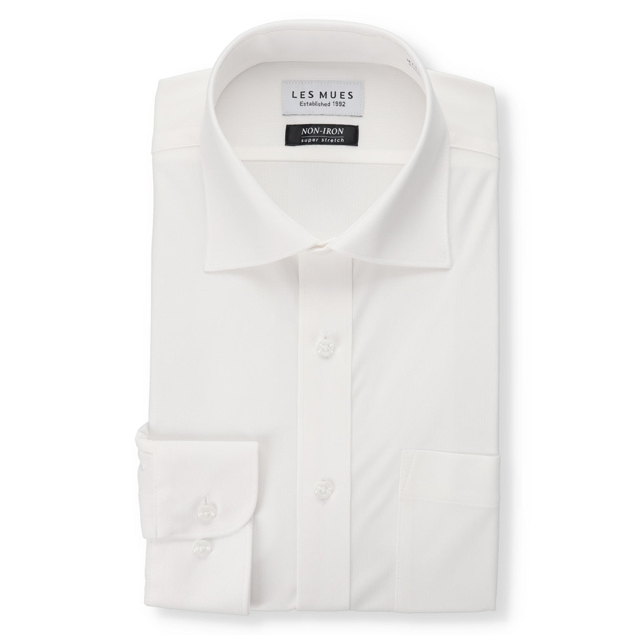 Non-iron Super Stretch Spread Collar Shirt - White_01