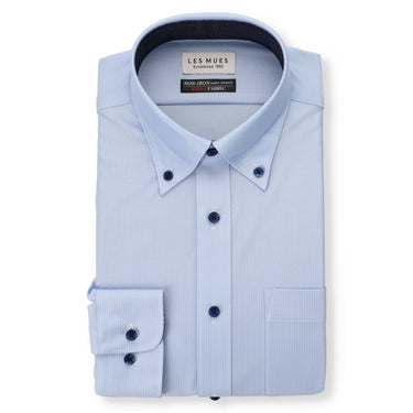 Japanese Fabric Non-iron Button-down Shirt - Blue_01