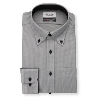 Japanese Fabric Non-iron Two-button Collar Shirt - Gray_01