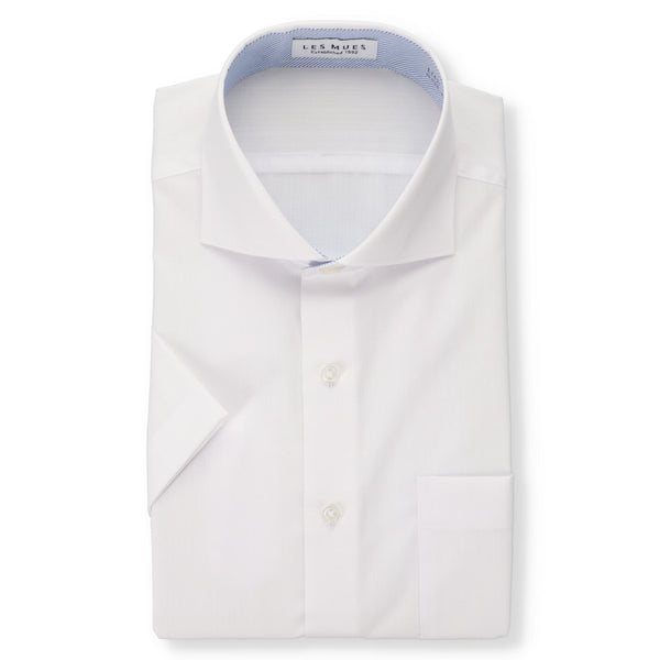 white no collar dress shirt Non-Iron Short Sleeve Cutaway - [A09_WL3629CH] Resistant Bamboo Stretch Fabric Color:Charlie-Ivory/Dusty Blue SAME Ruffle Hem Mini upload-20260413