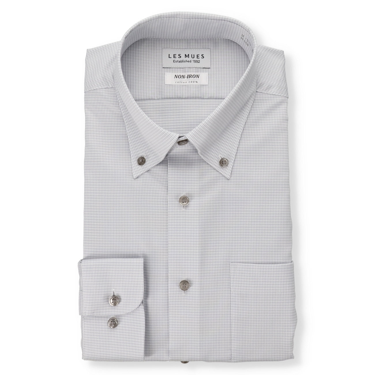 免燙棉質鈕扣鈕扣領 衫 -灰