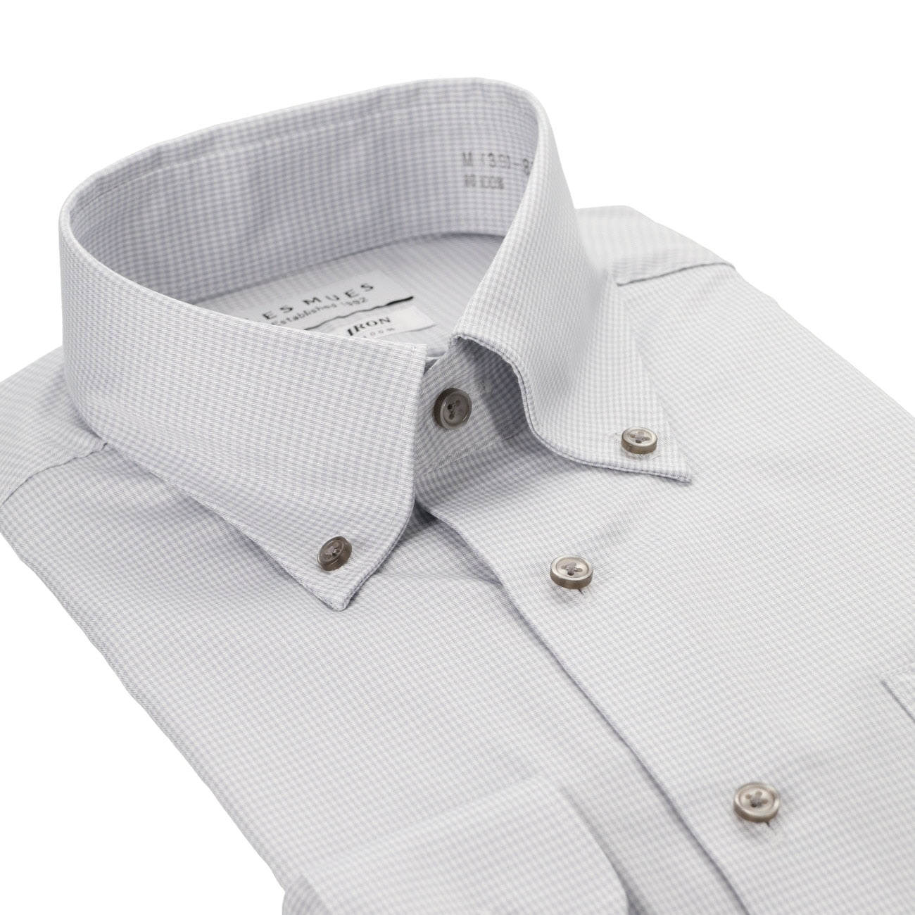 免燙棉質鈕扣鈕扣領 衫 -灰