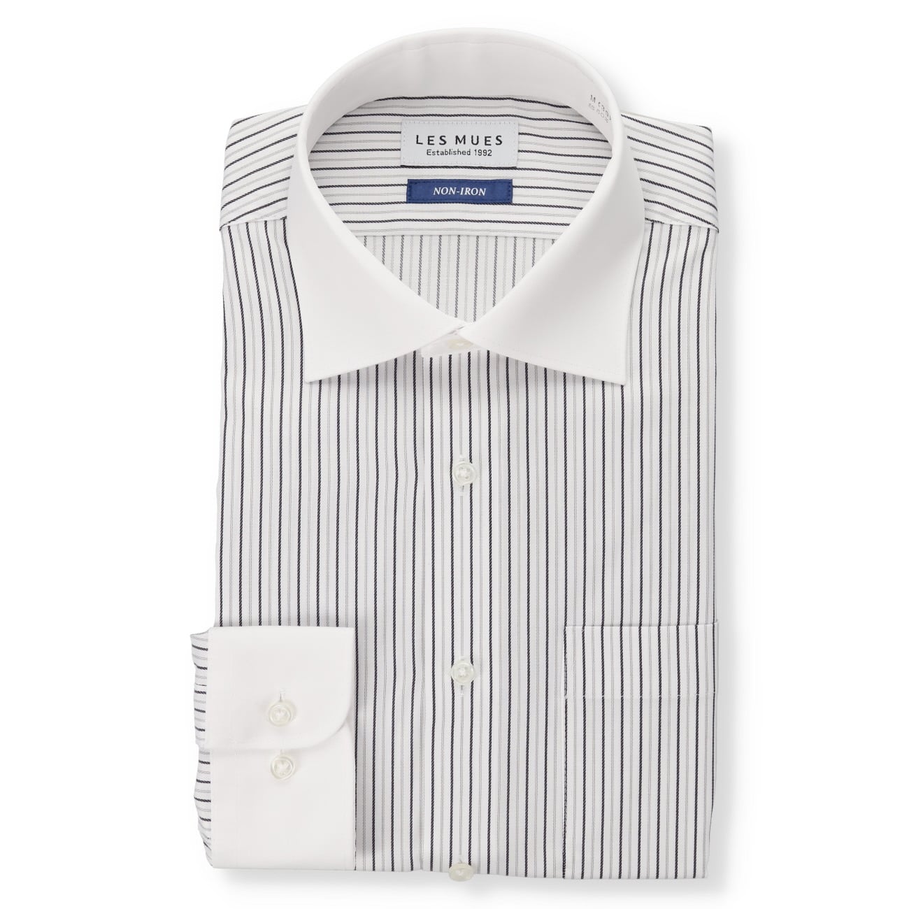 Non-iron Contrast Spread Collar Stripe Shirt - Navy_01