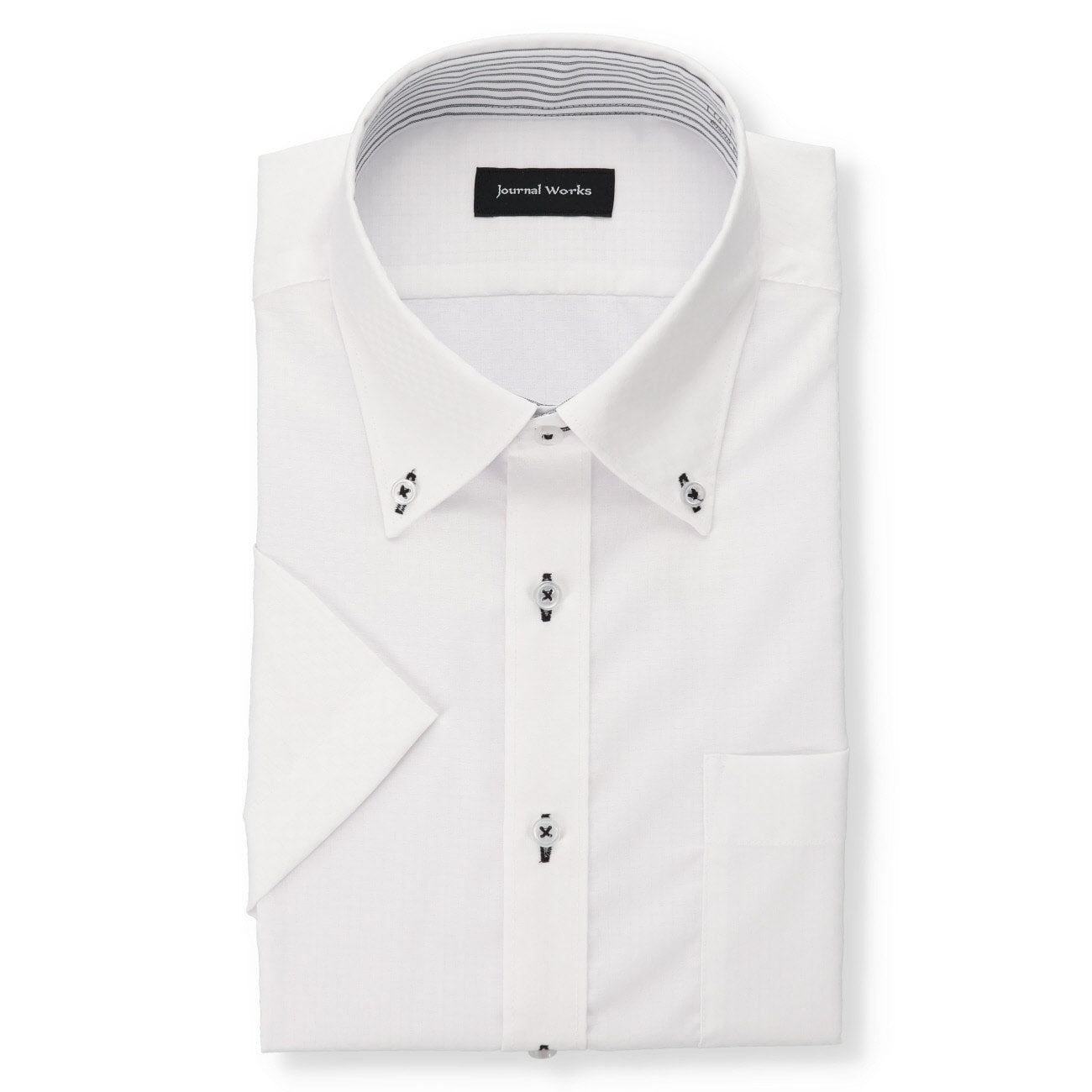 Form-stable Antimicrobial Button-down Short Sleeve Shirt - White_01